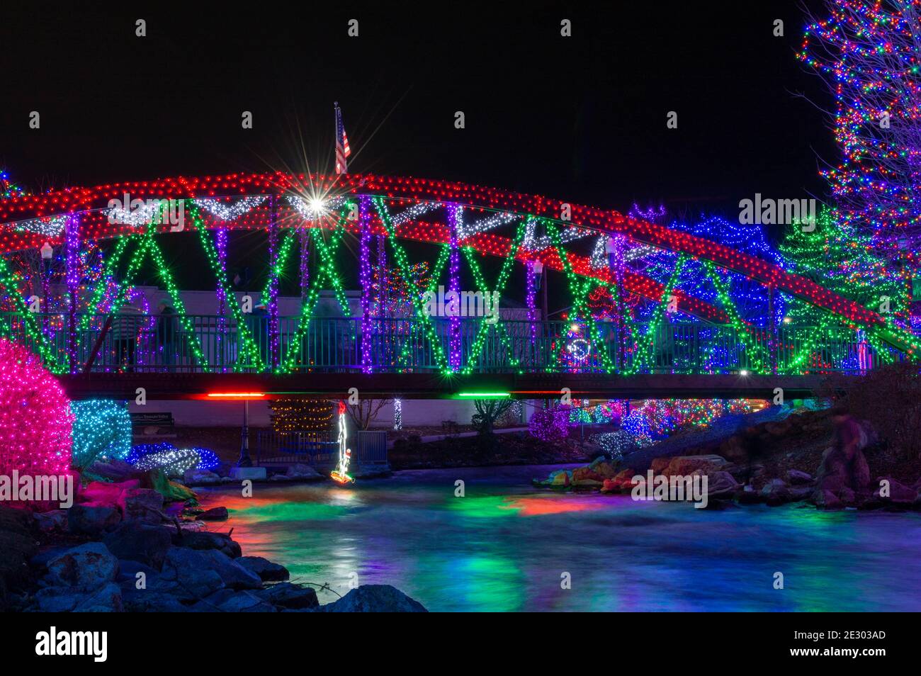 Christmas lights on Indian Creek, Caldwell, ID Stock Photo Alamy
