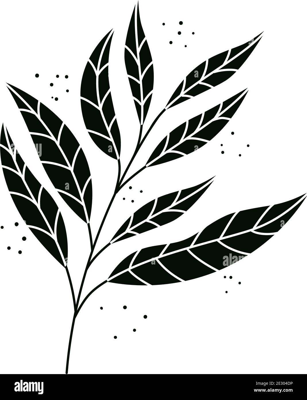 tropical exotic branch with black leafs nature icon Stock Vector Image ...