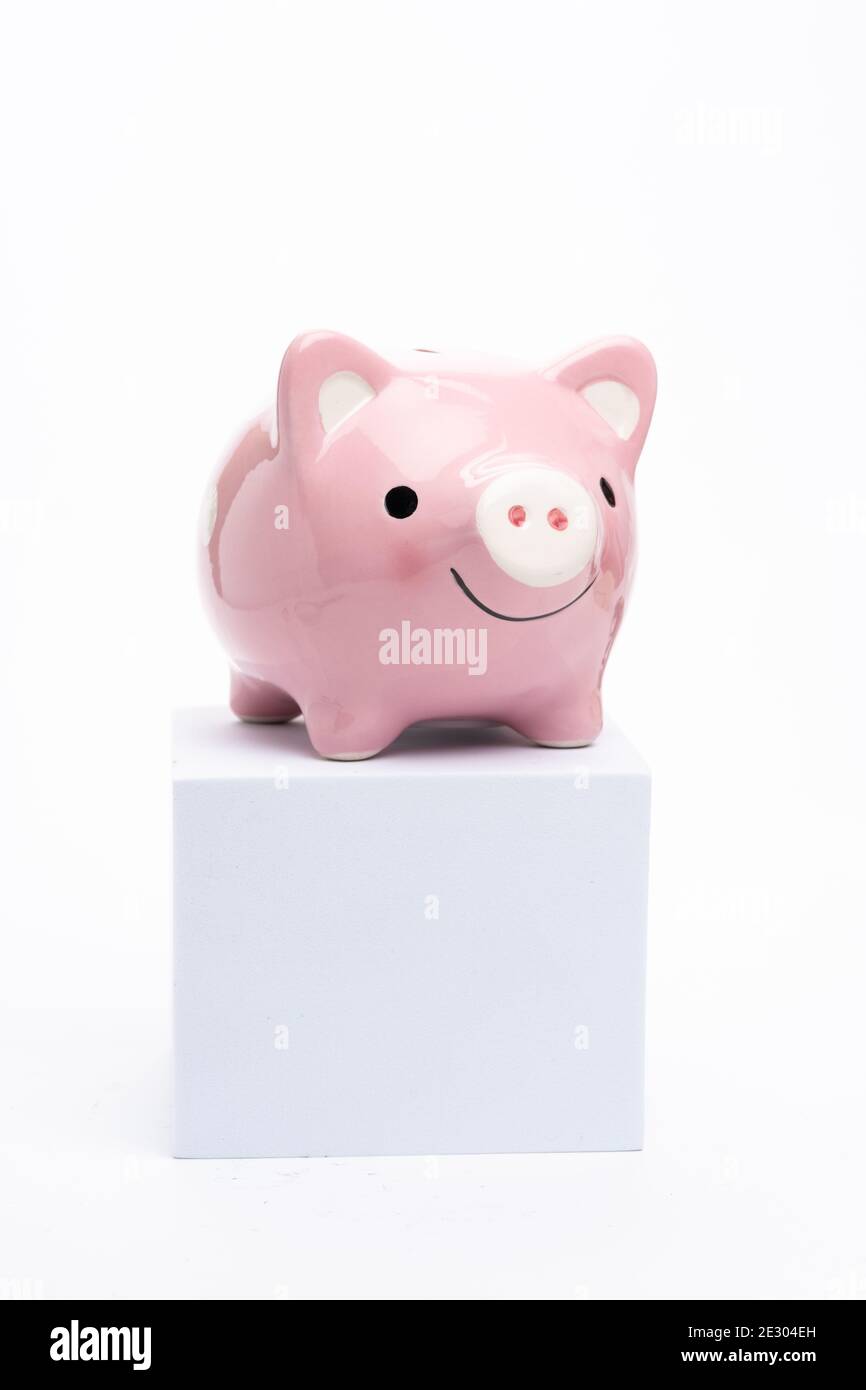 Savings concept. Piggy bank on white background Stock Photo - Alamy