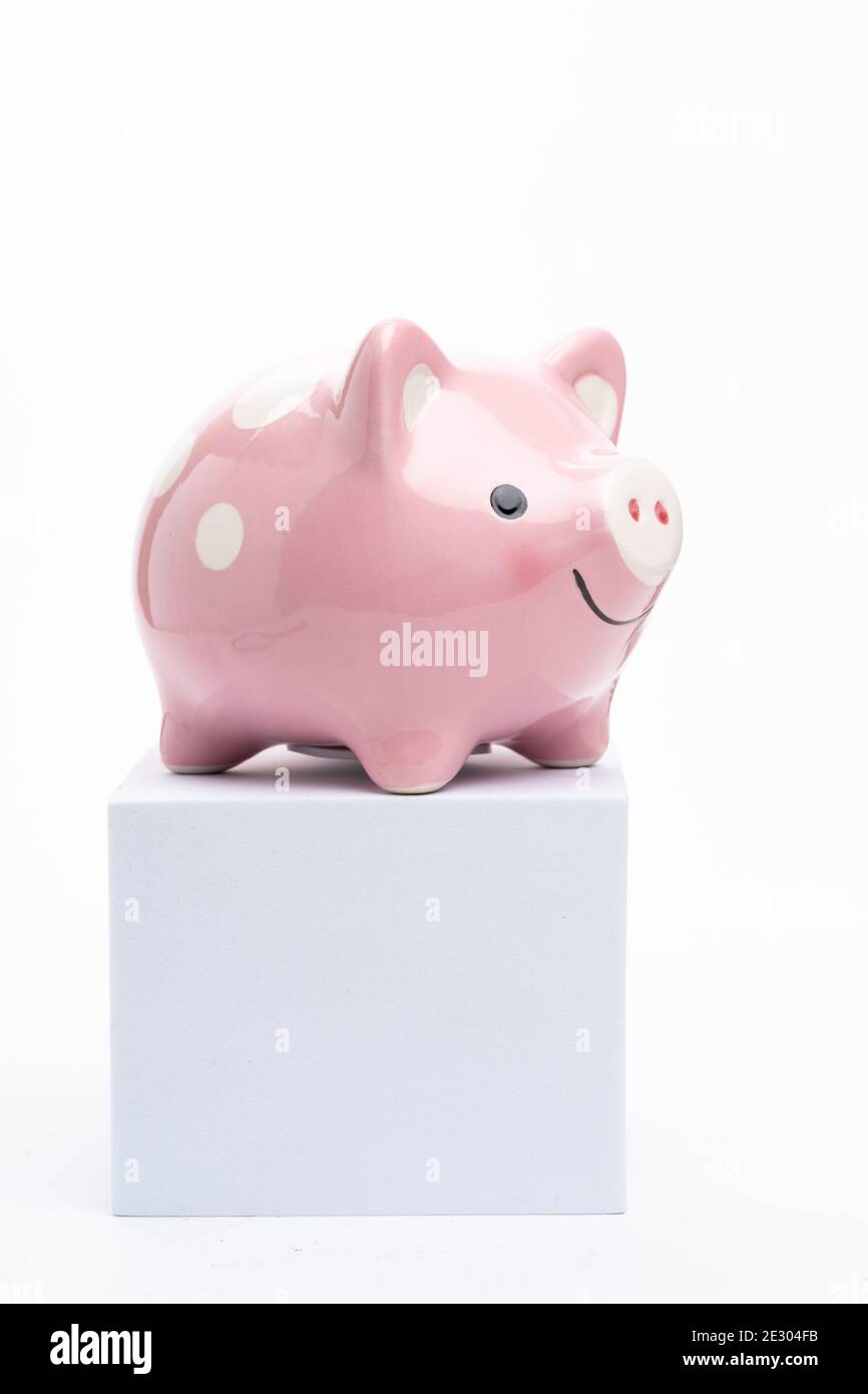 Savings concept. Piggy bank on white background Stock Photo - Alamy
