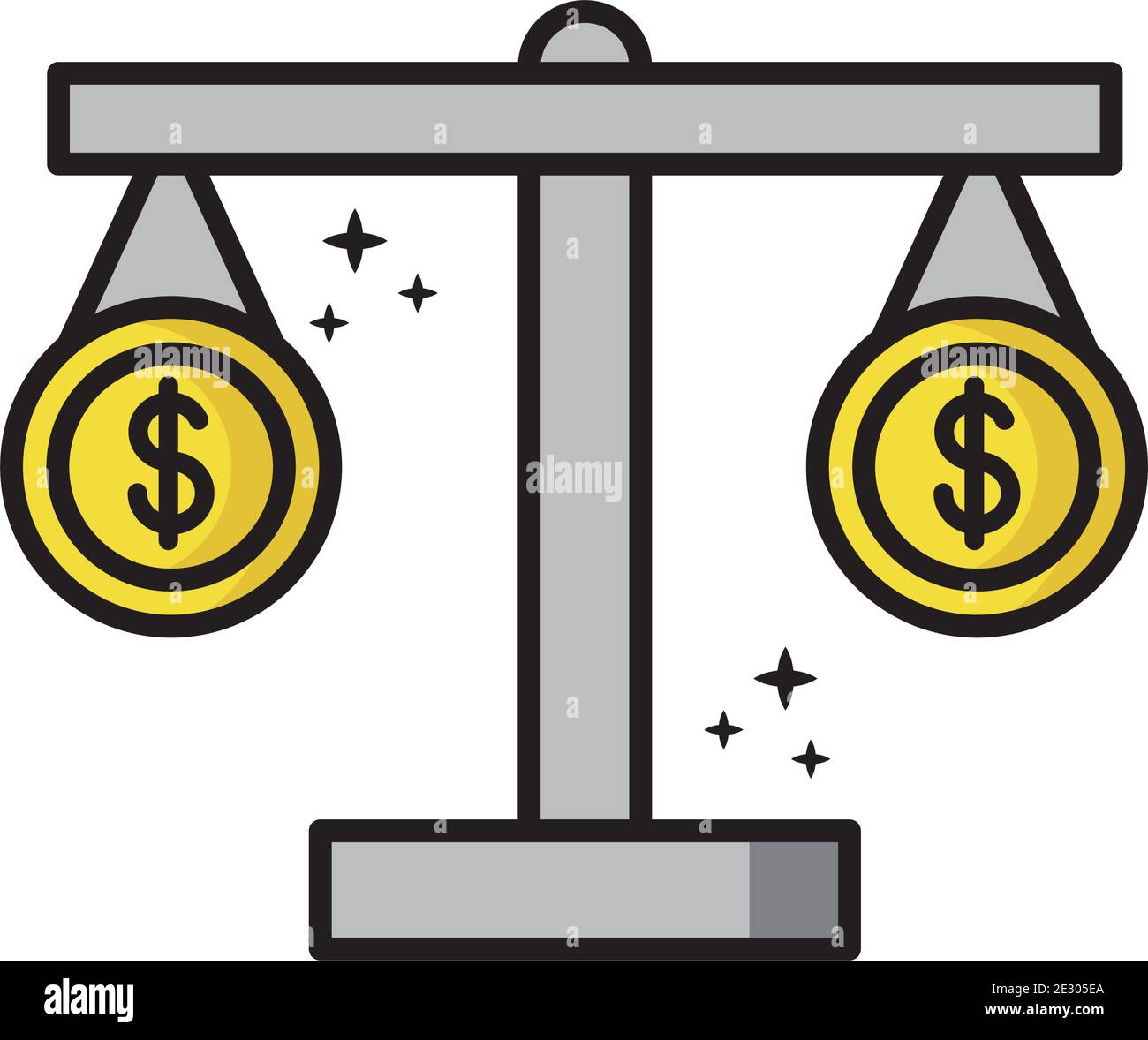 coins money dollars in scale balance financial icons Stock Vector Image