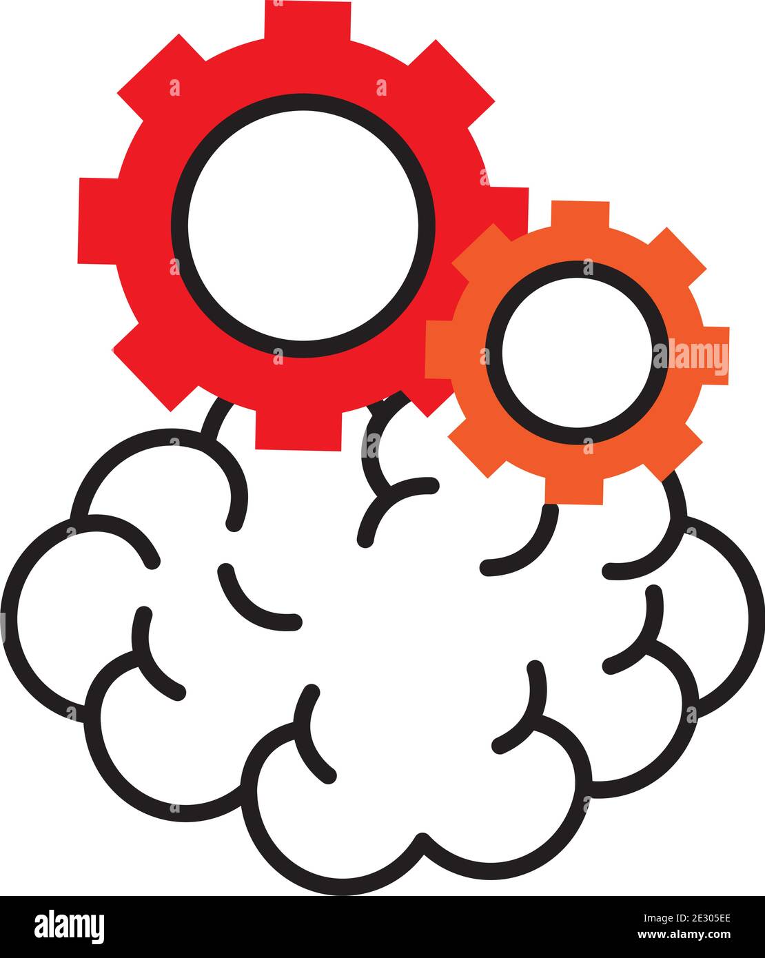 brain with gears half line style icon Stock Vector Image & Art - Alamy