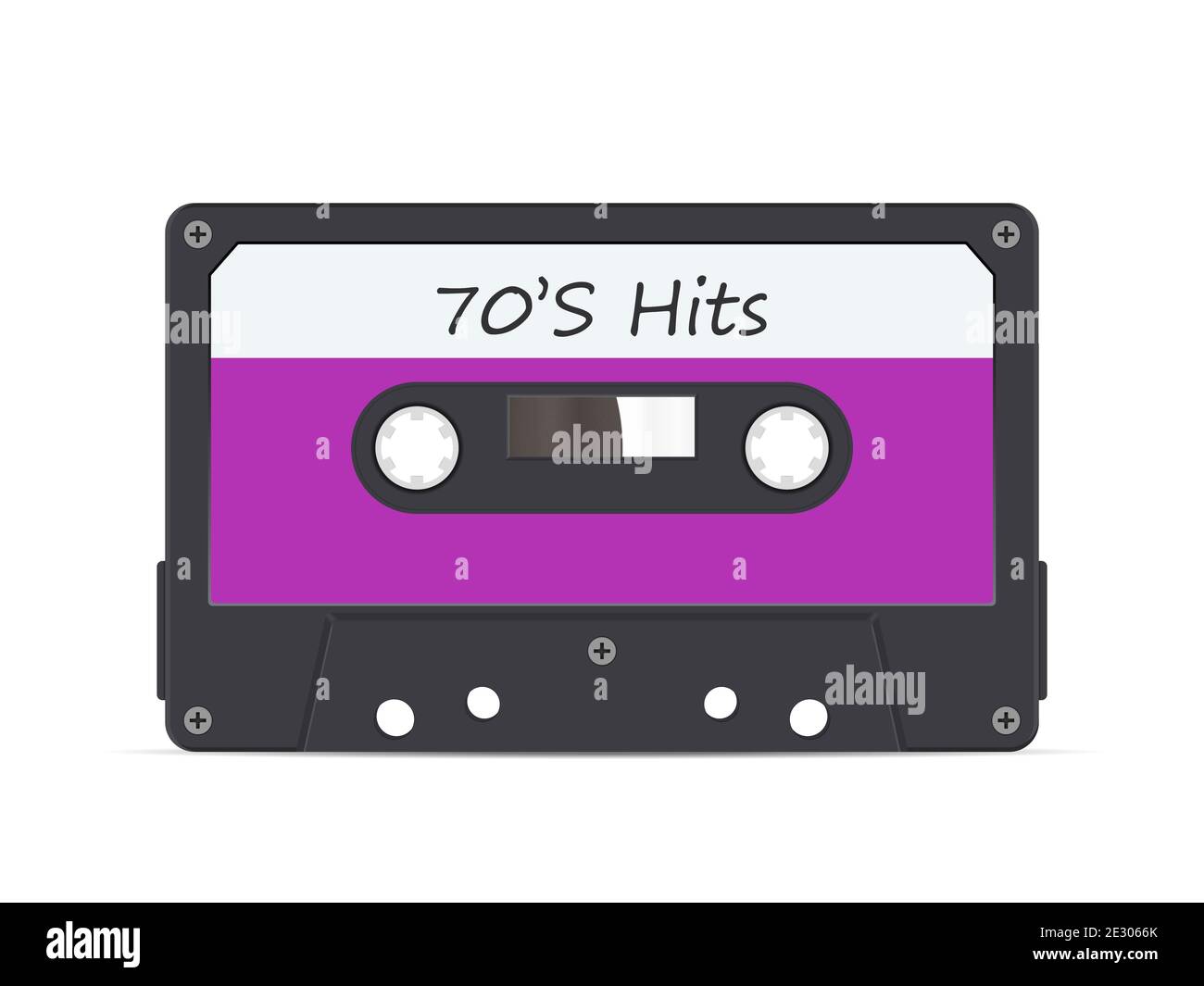 Cassette tape 70s hits on a white background. Vector illustration Stock