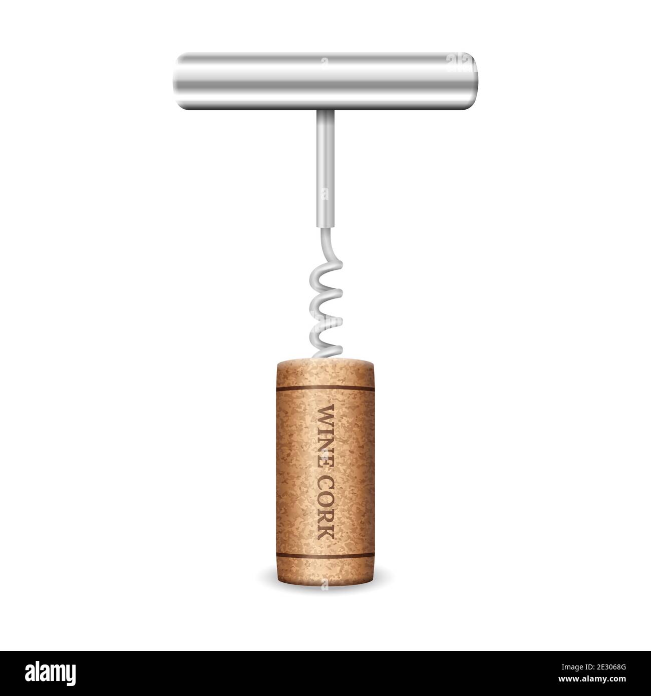 Wine corkscrew and cork on a white background. Vector illustration ...