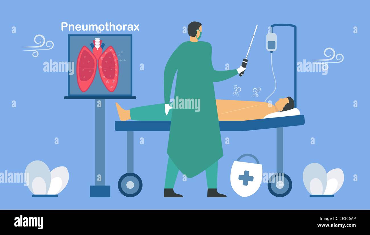 Pneumothorax is happened when air leaks into space between chest wall