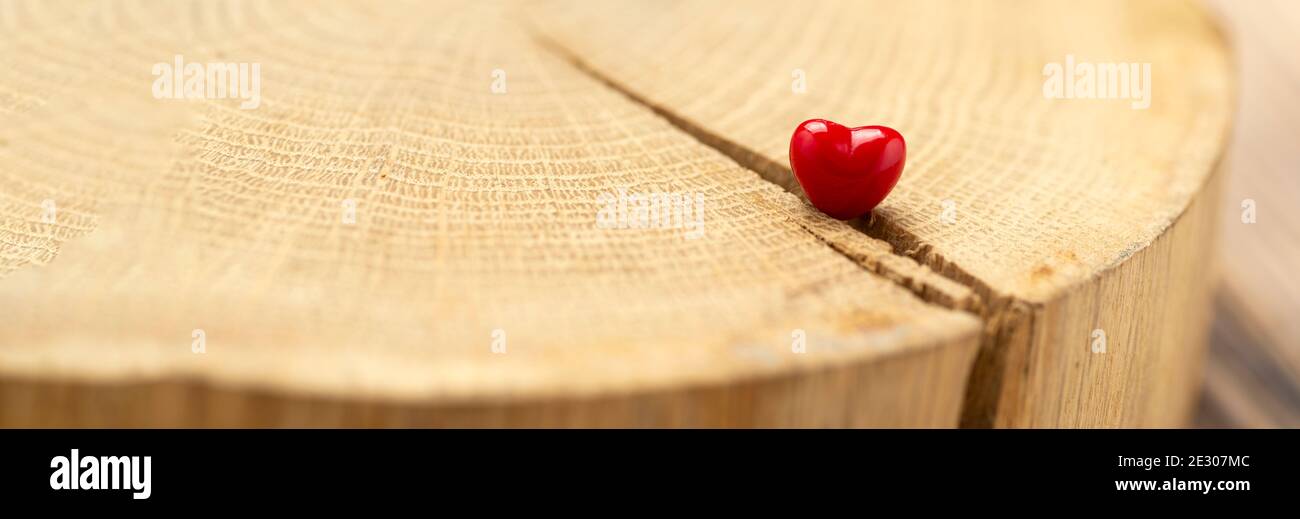 Valentines Day background with hearts. Red heart on old wood. Holidays ...