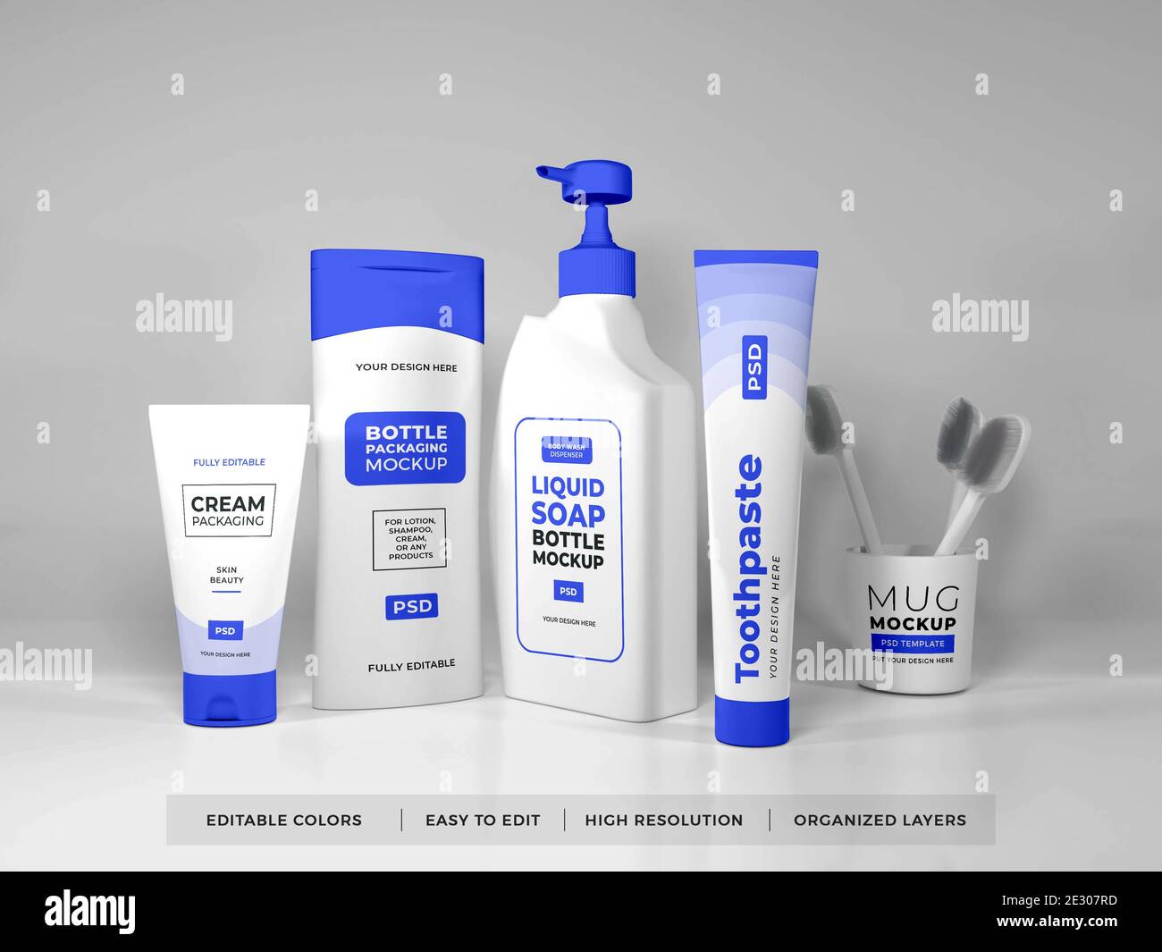 Bath Kit Set Mockup Scene Stock Photo - Alamy