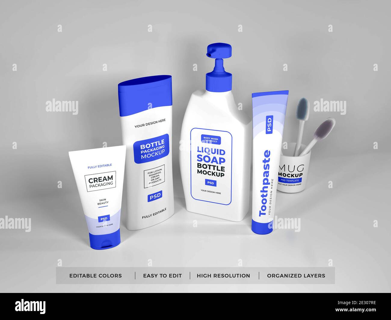 Bath Kit Set Mockup Scene Stock Photo - Alamy