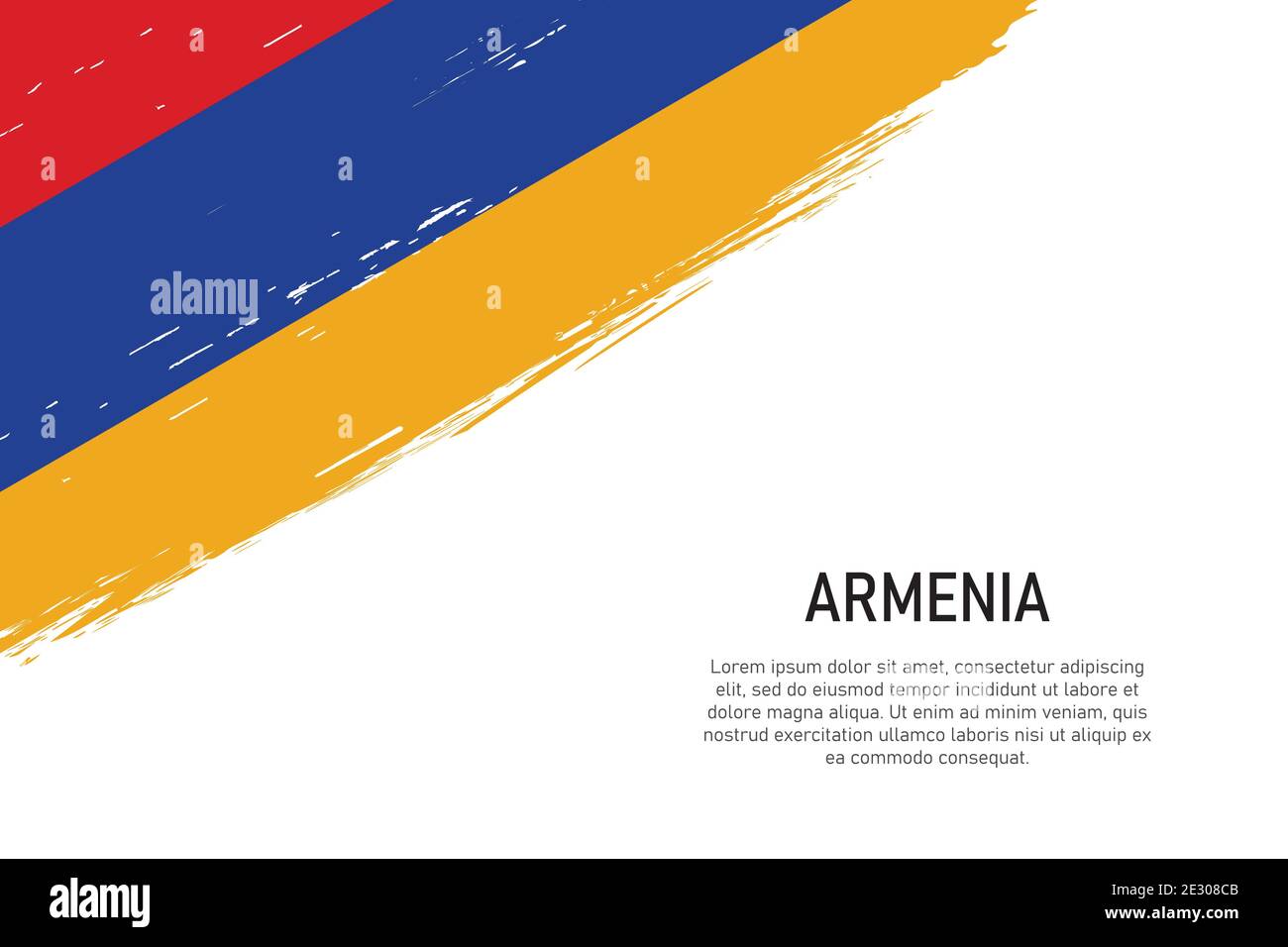 Grunge styled brush stroke background with flag of Armenia. Template ...