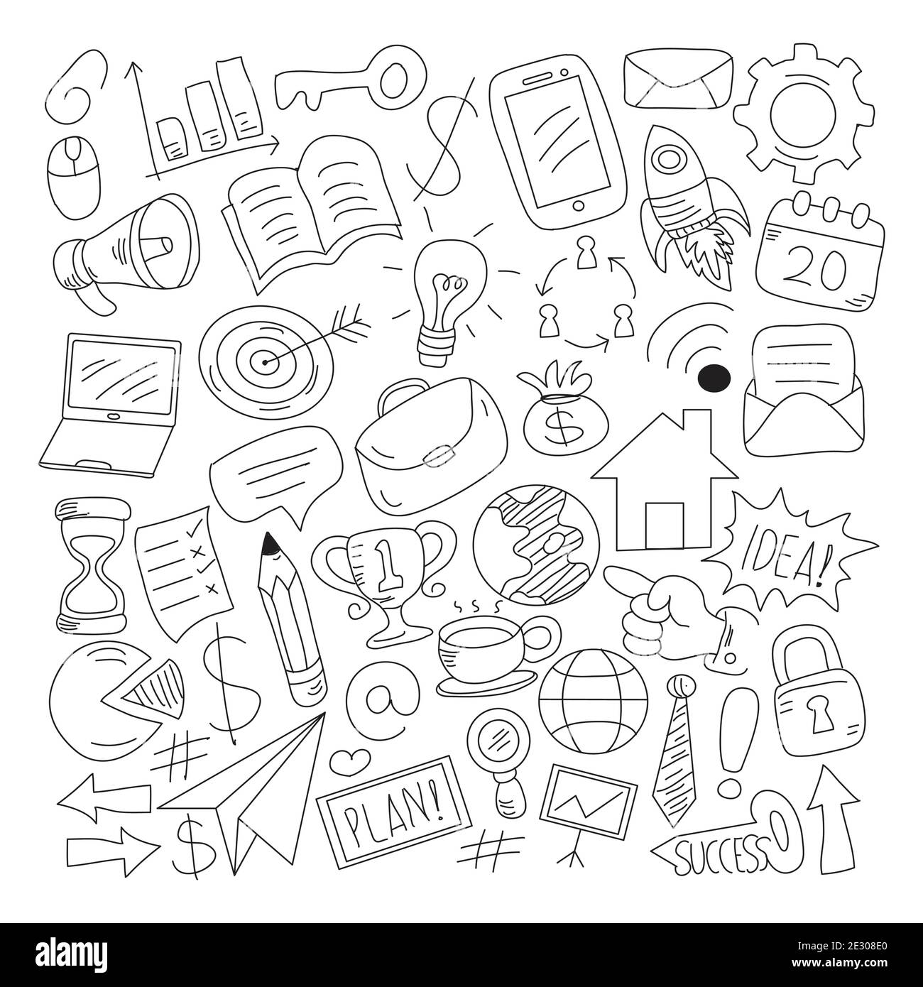 Hand drawn of business Icon. Hand Drawn Doodle Vector Stock Vector ...