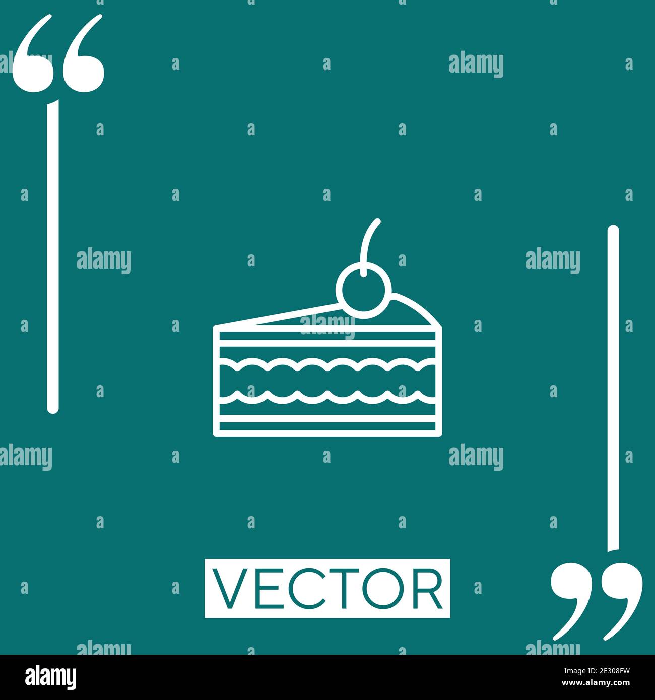 piece of cake with cherry on top vector icon Linear icon. Editable ...