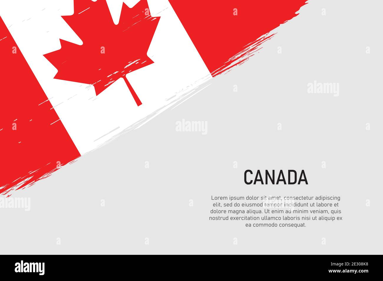 Grunge styled brush stroke background with flag of Canada. Template for ...