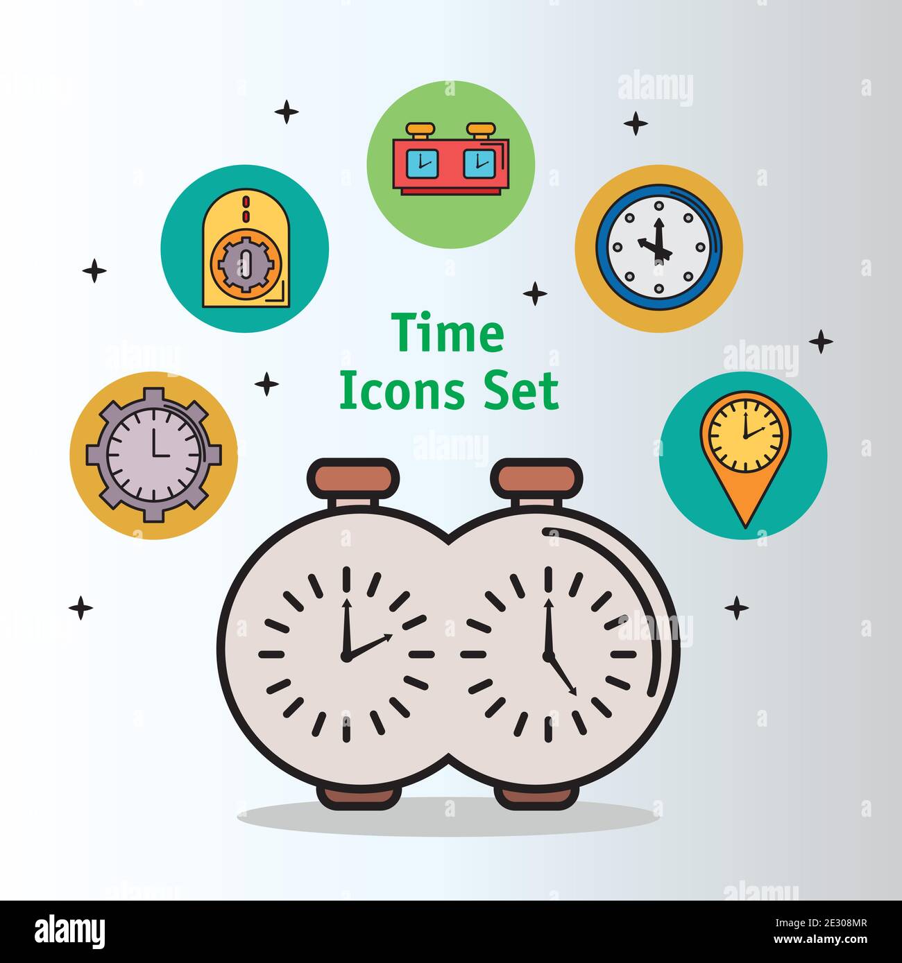 bundle of thirteen time set line and fill style icons Stock Vector ...