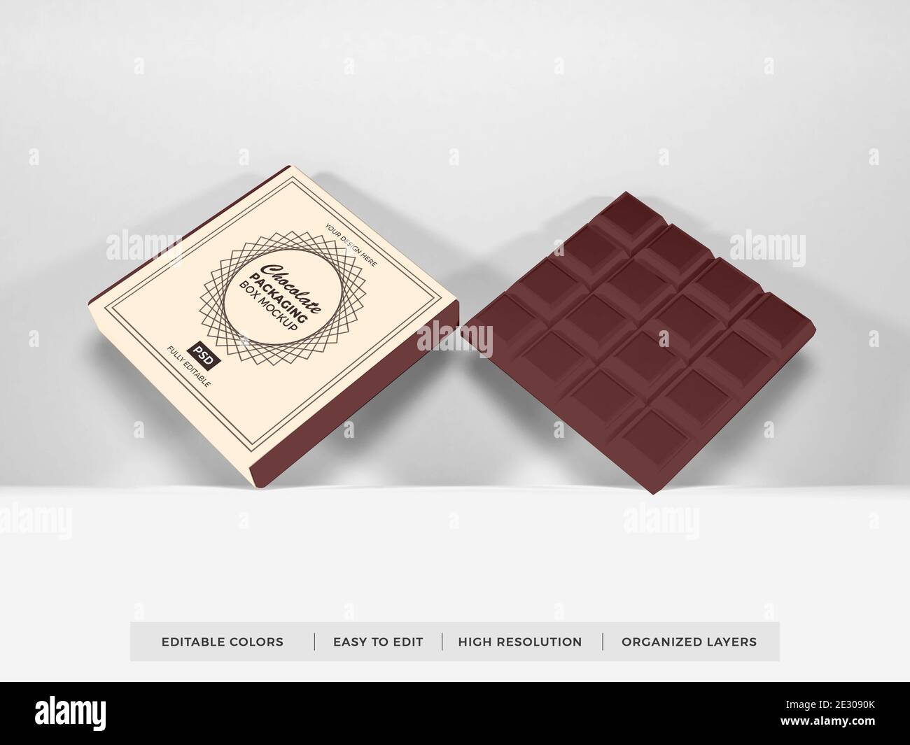 Download Realistic Chocolate Box Packaging Mockup Stock Photo Alamy