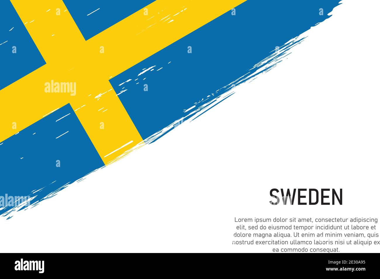 Grunge styled brush stroke background with flag of Sweden. Template for ...