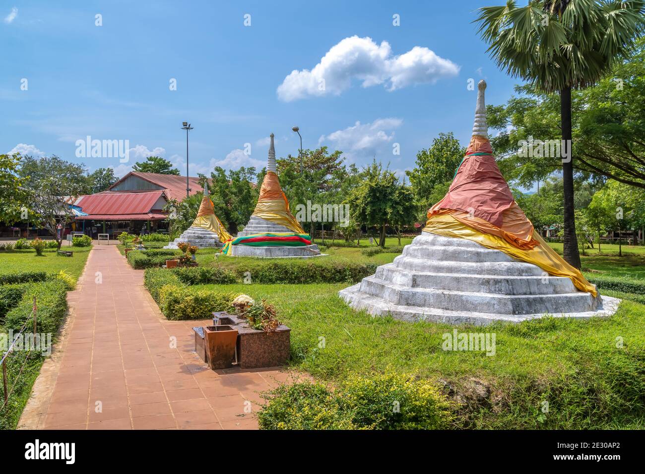 Three Pagodas Pass, border between Thailand and Myanmar at Sangkhlaburi Stock Photo