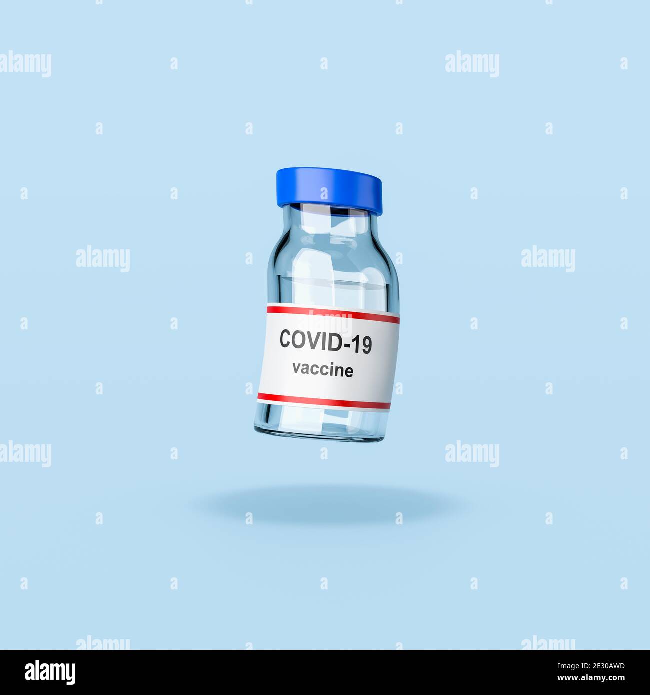 Covid 19 Vaccine Bottle on Blue Background Stock Photo - Alamy