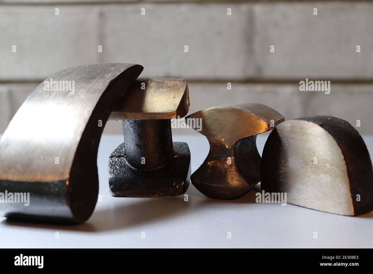 These are metal shaping cast blocks for metal shaping by hand. Stock Photo