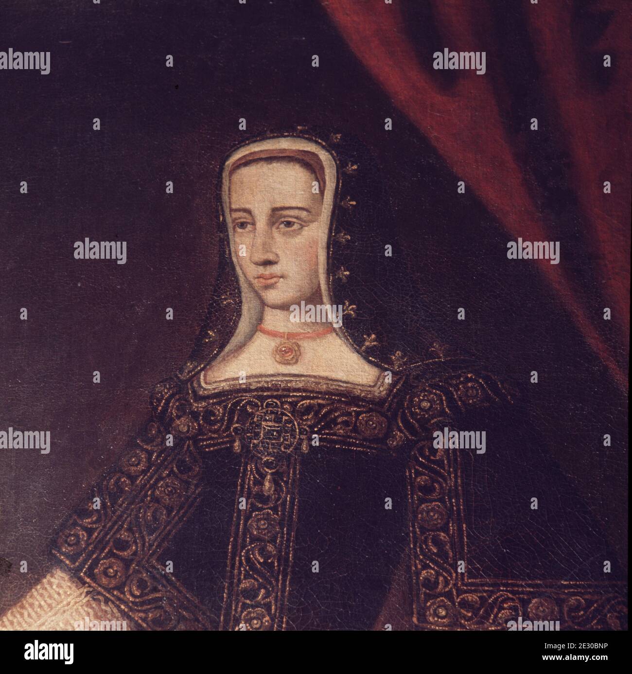 JUANA LA LOCA. REINA DE CASTILLA.1479-1555 . HIJA DE LOS REYES CATOLICOS.. DETALLE RETRATO. Stock Photo