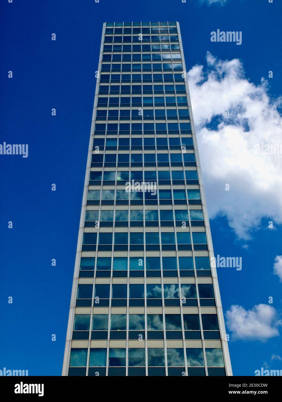 Modern Skyscraper in Duesseldorf with blue sky Stock Photo