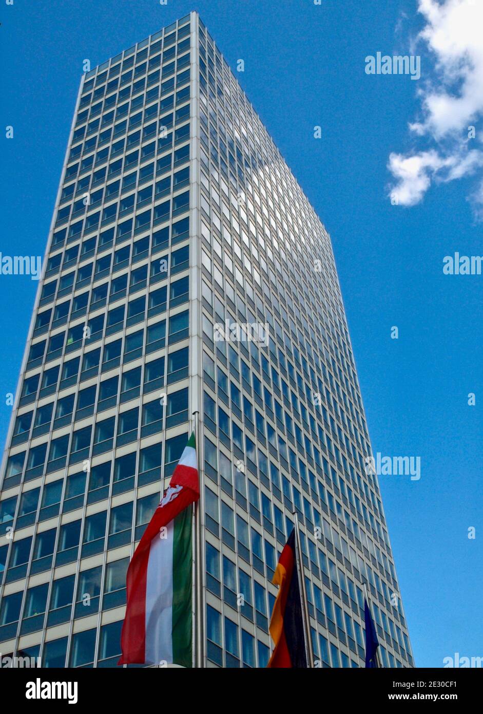 Modern Skyscraper in Duesseldorf with blue sky Stock Photo