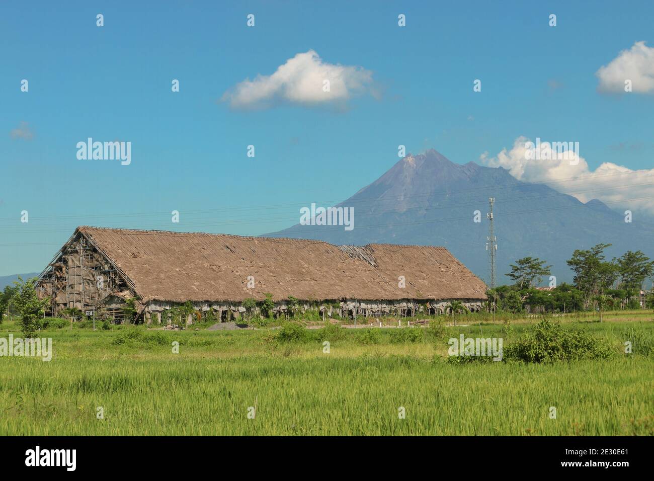 Outside the Tobacco house or Los Tembakau or Los Mbako, warehouse for storing and drying harvested tobacco leaves in Klaten Regency, Central Java, Ind Stock Photo