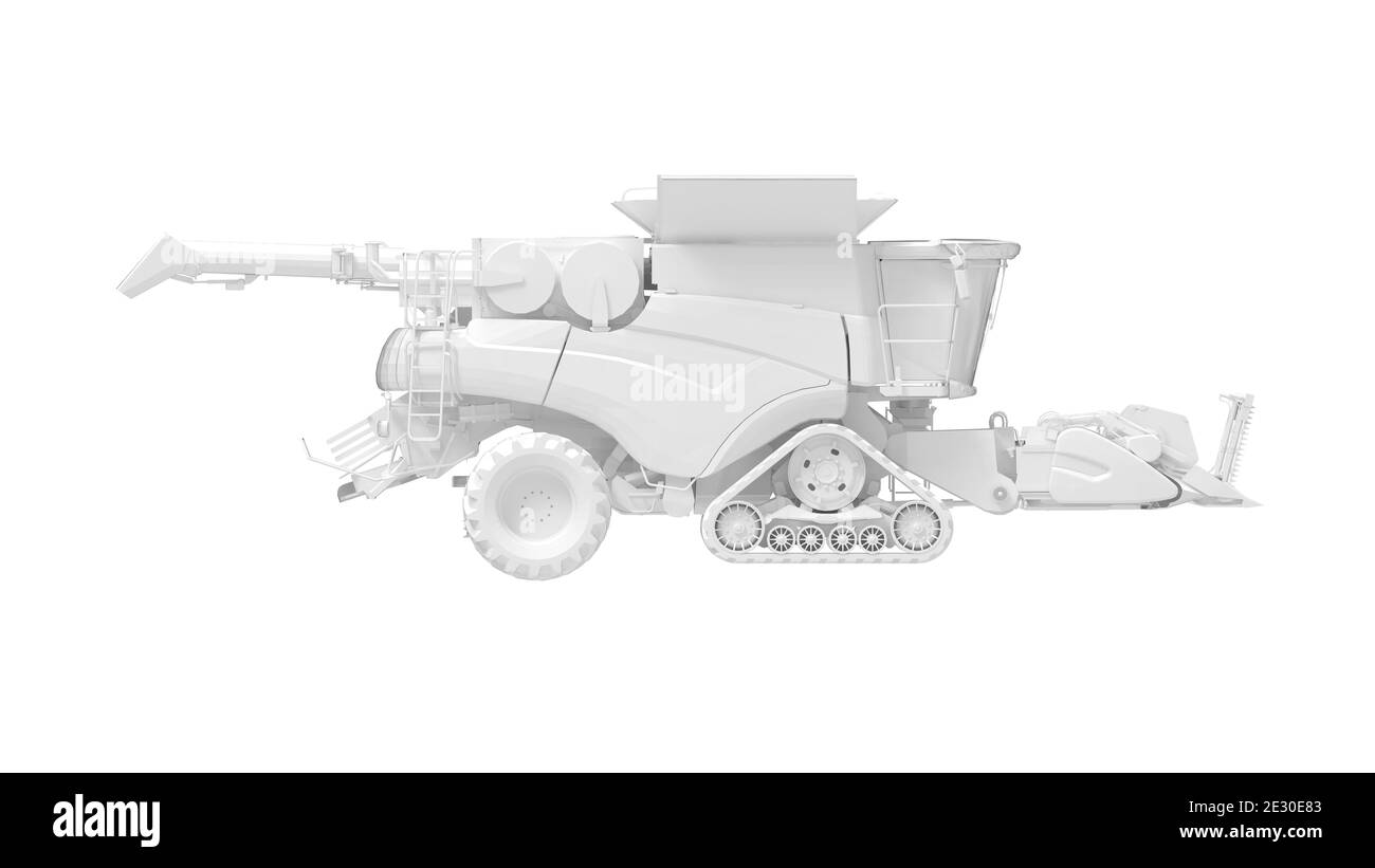 Harvester 3d rendering of a agriculture machinery model computer created clean isolated minimal and complex white background Stock Photo