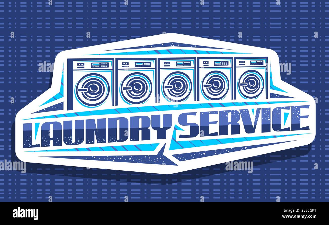 Vector logo for Laundry Service, decorative signboard with illustration