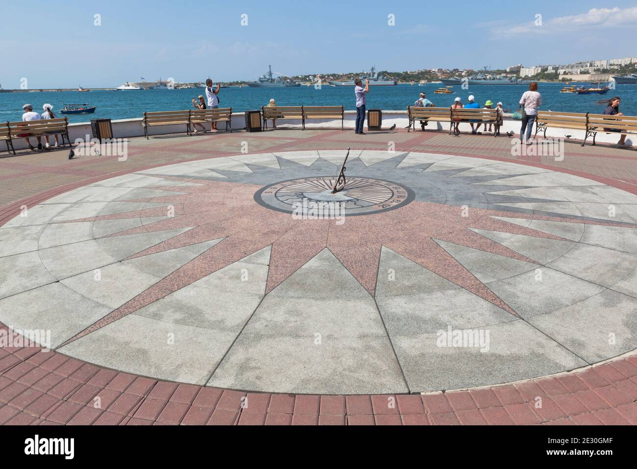 Sevastopol, Crimea, Russia - July 26, 2020: Sundial on Primorsky Boulevard in the city of Sevastopol, Crimea Stock Photo