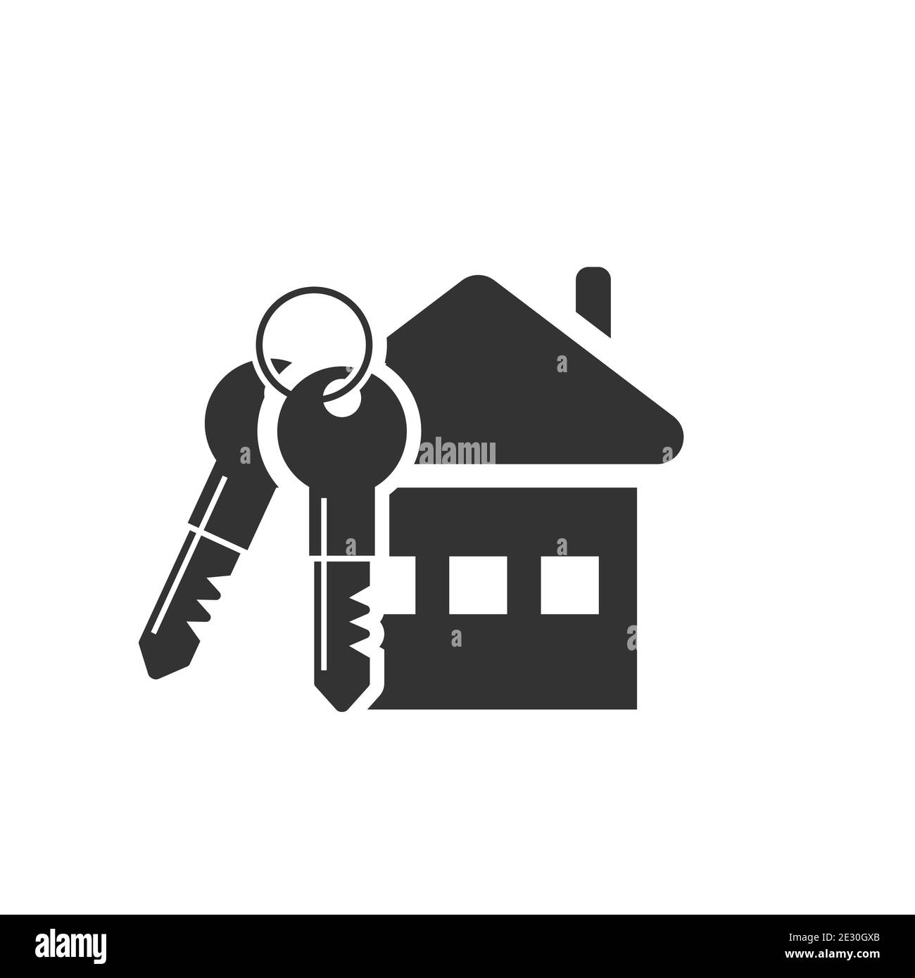 House icon with the keys. Buying a new building, a house with a mortgage or loan, for cash. Great offer. Stock Vector