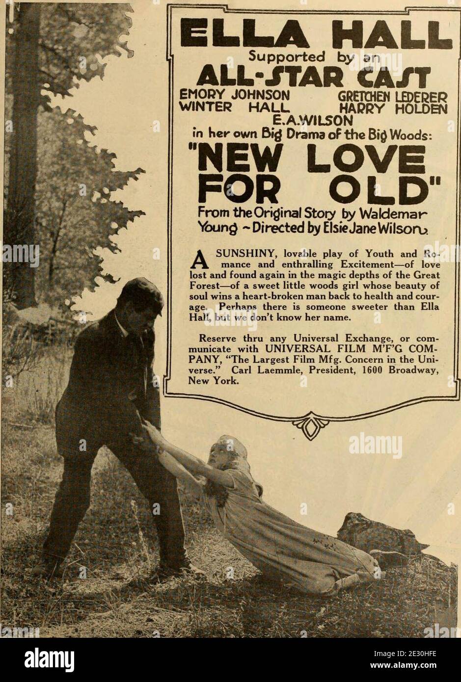 Advertisement in The Moving Picture World for the American drama film New Love for Old (1918). Stock Photo