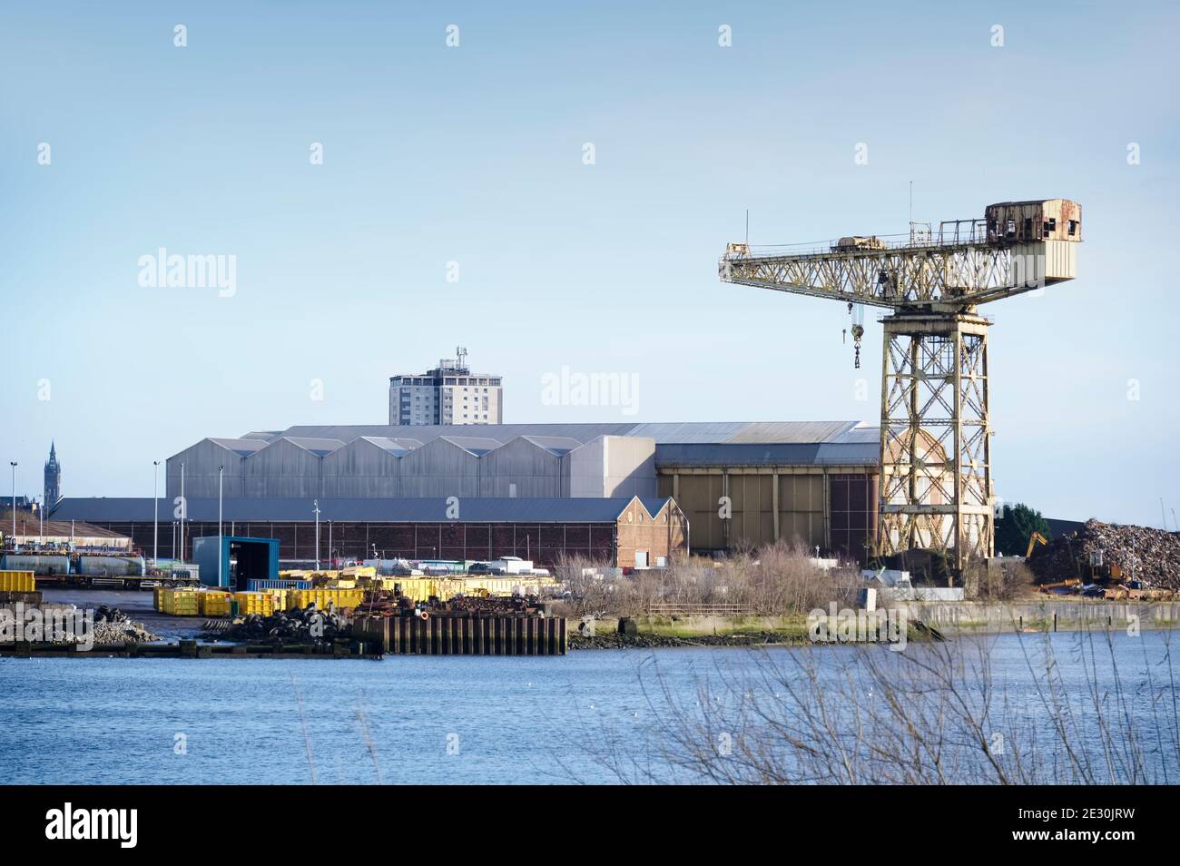 Shipbuilding crane in historical Govan Glasgow Scotland Stock Photo