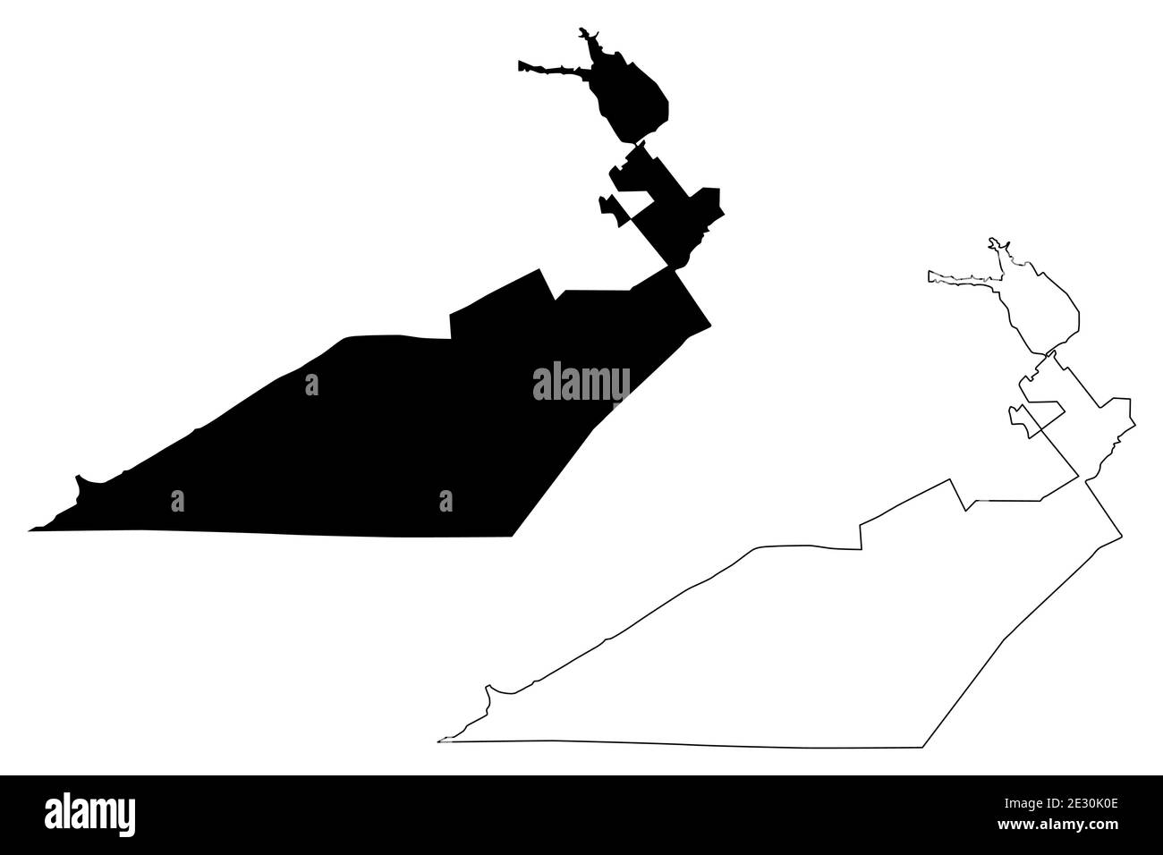 Bristol city County, Commonwealth of Virginia (Independent city, U.S. county, United States of America, USA, U.S., US) map vector illustration, scribb Stock Vector