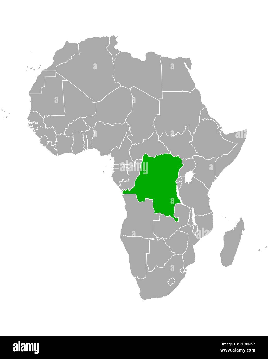 Map of Democratic Republic of the Congo in Africa Stock Photo
