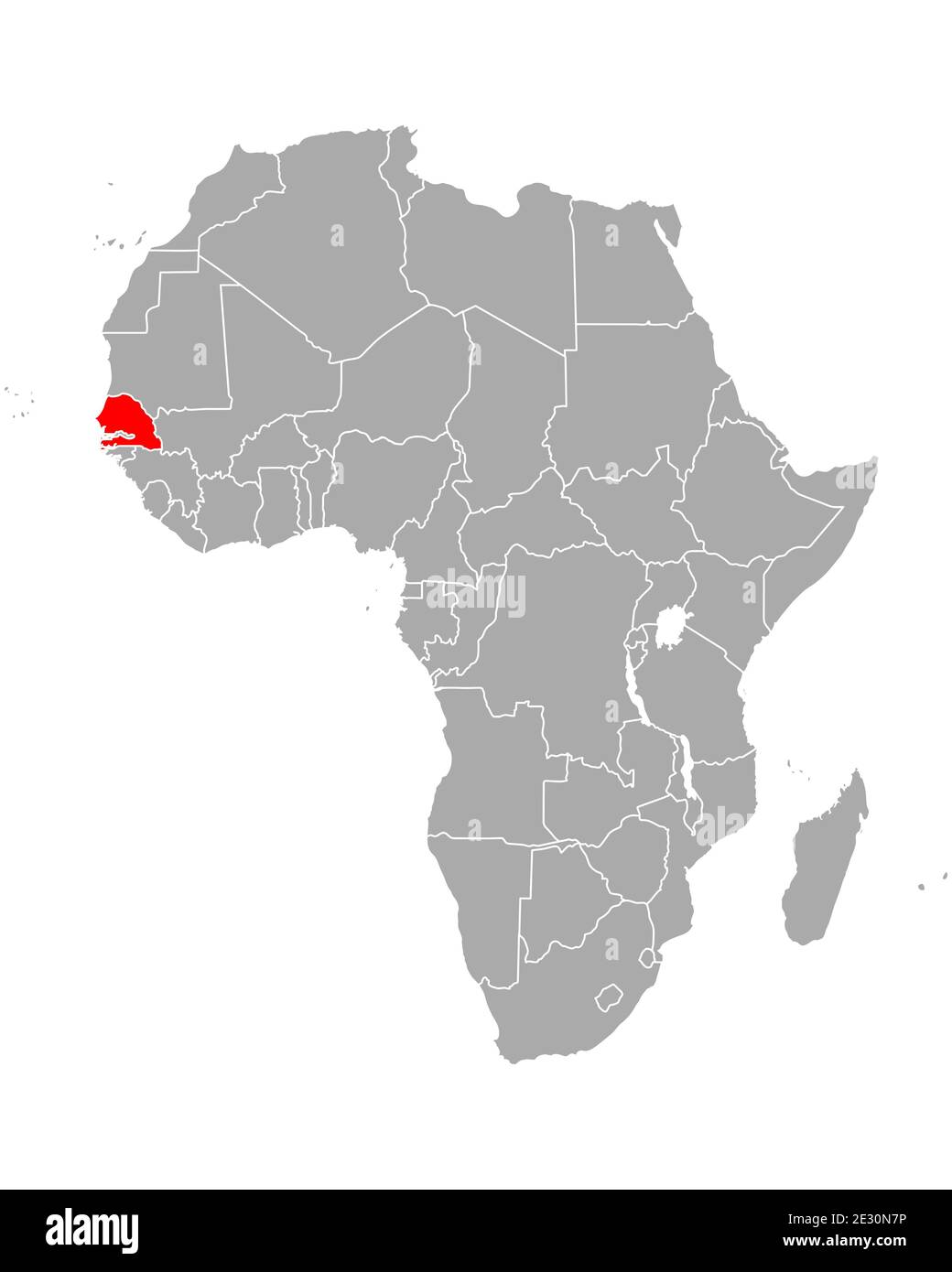 Senegal On Map Of Africa Map Of Senegal In Africa Stock Photo - Alamy