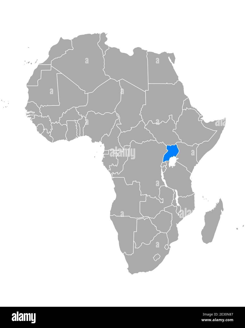 Map Of Africa Showing Uganda Map Of Uganda In Africa Stock Photo - Alamy