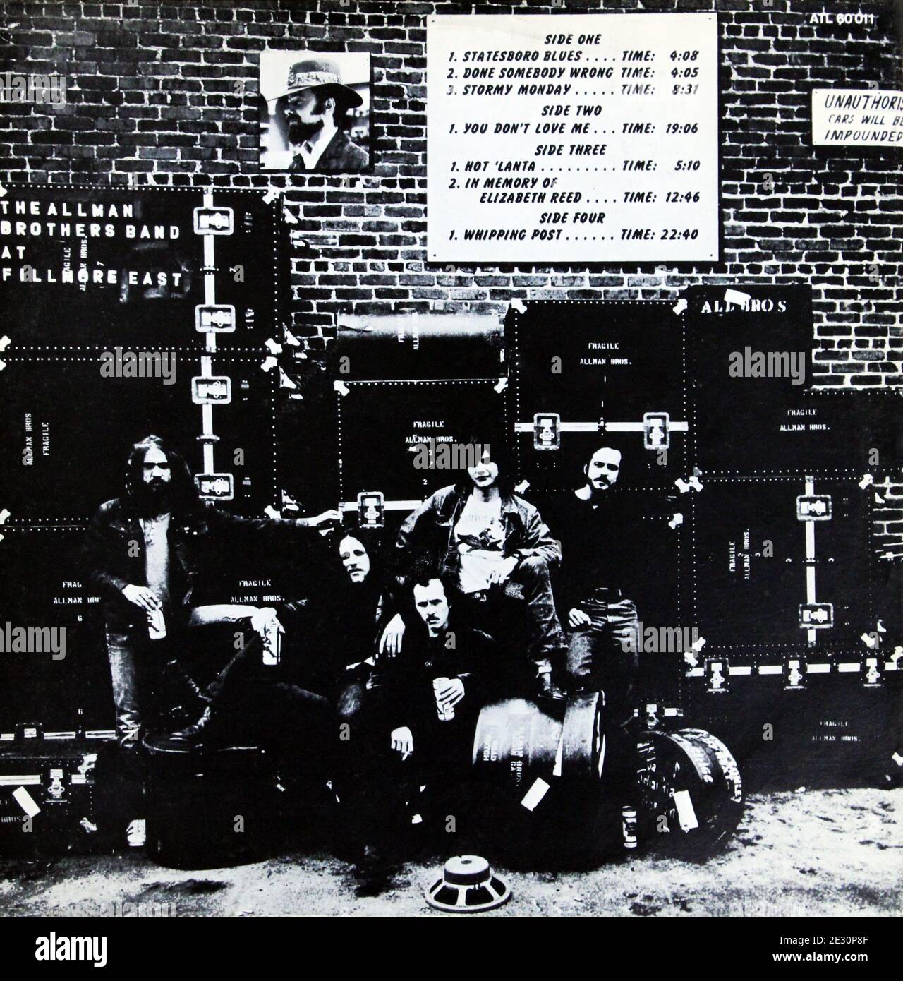The Allman Brothers Band: 1971. live double LP back cover: At Fillmore