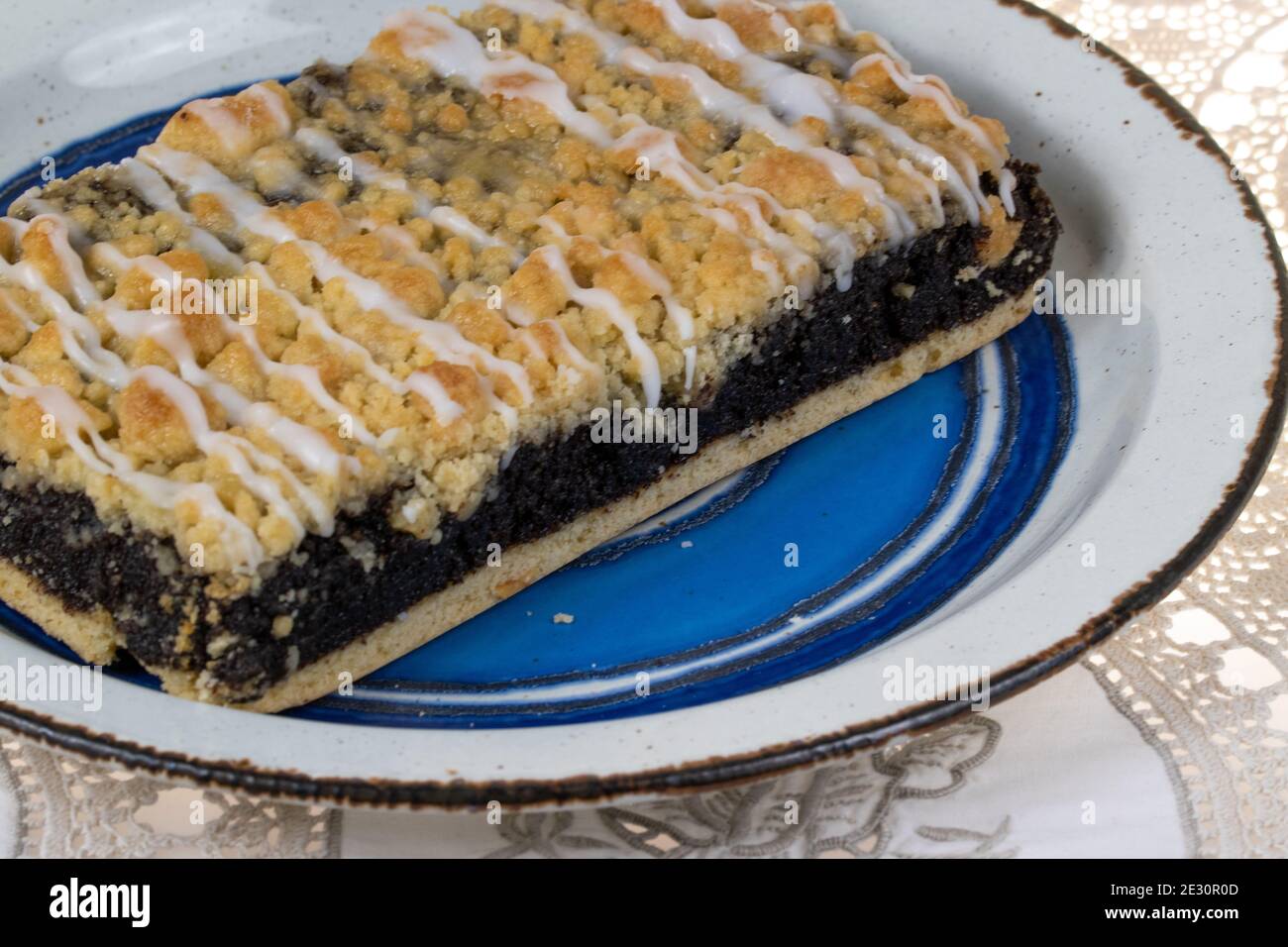 Silesian poppy seed cake with yeast dough. An old recipe from my grandma. Stock Photo