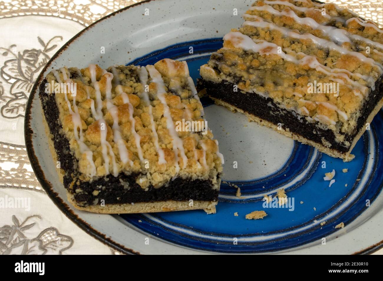 Silesian poppy seed cake with yeast dough. An old recipe from my grandma. Stock Photo