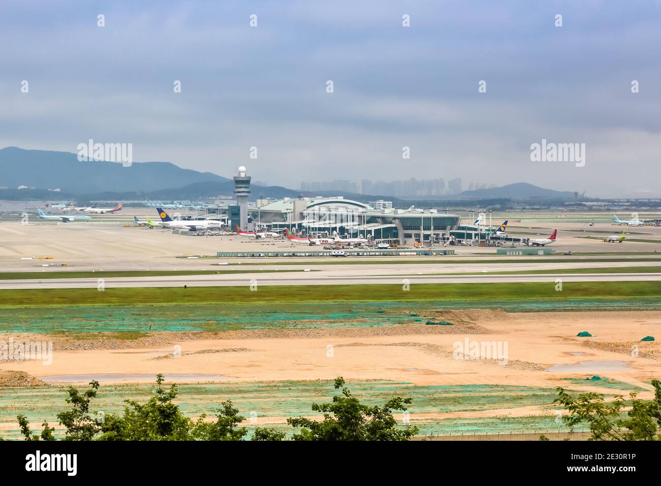 Incheon, South Korea - May 24, 2016: Overview Seoul Incheon International Airport satellite Terminal 1 in South Korea. Stock Photo