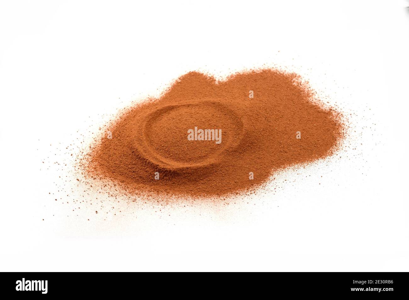 Pile of Red dirt (soil) on white. Heap of Red dry clay isolated on