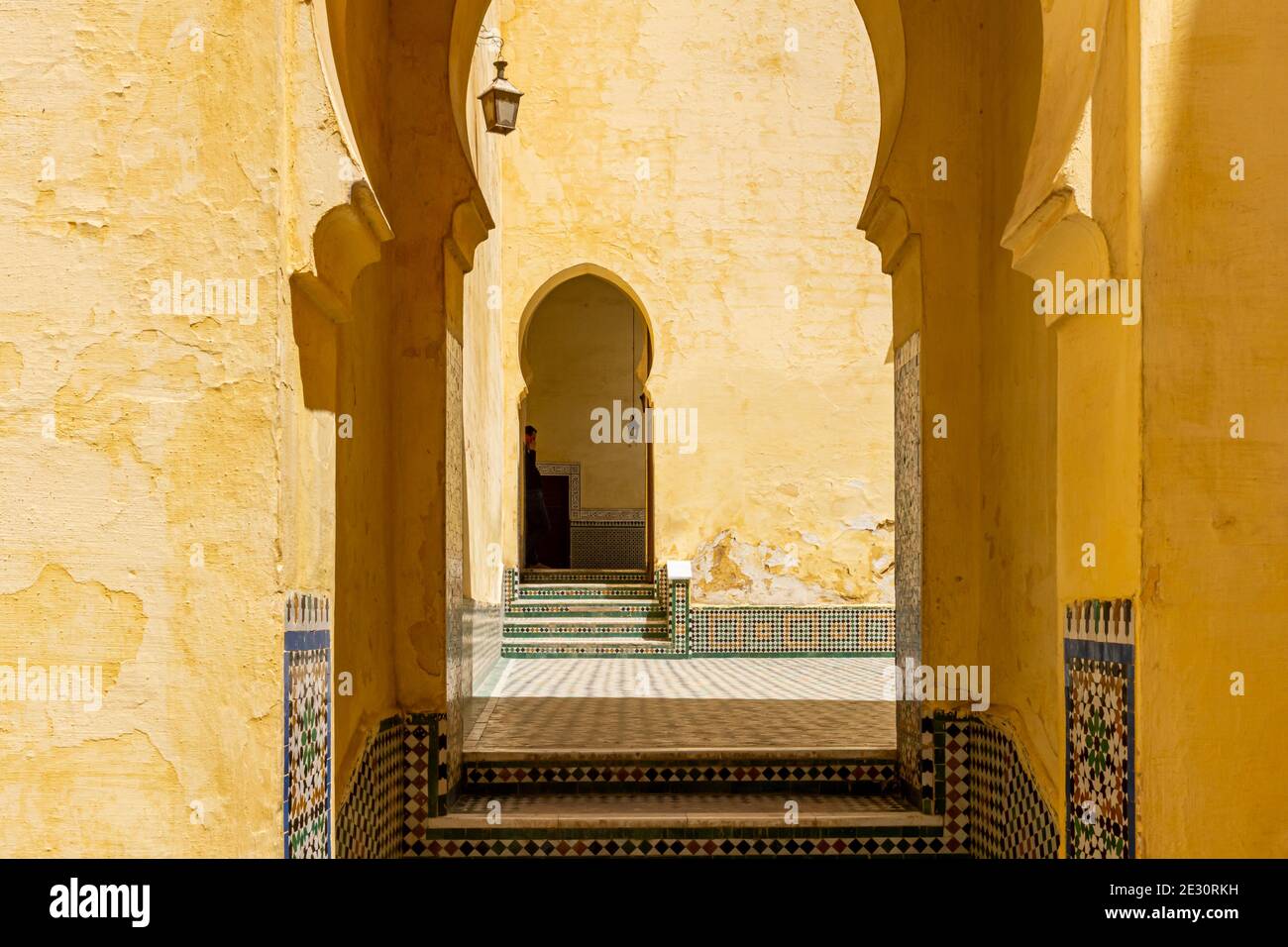 Complex of the Mausoleum of Moulay Ismail inside the former Kasbah of Meknes, Morocco Stock Photo