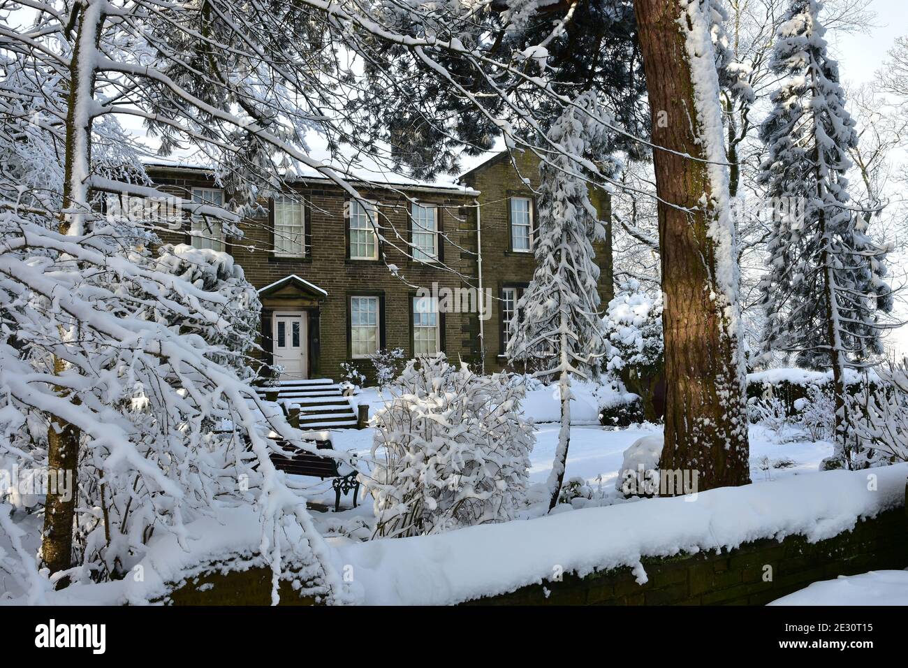 Haworth Bronte Museum and Graveyard in snow, Bronte Country, West ...