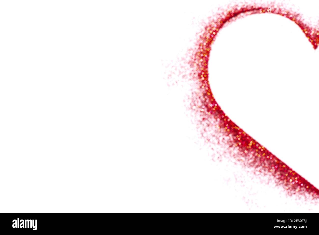 Half red defocused glitter heart on white background .Valentines day   space Stock Photo - Alamy