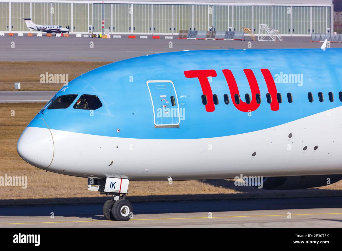 Stuttgart, Germany - December 19, 2020: TUI Boeing 787-9 Dreamliner airplane at Stuttgart Airport (STR) in Germany. Boeing is an American aircraft man Stock Photo