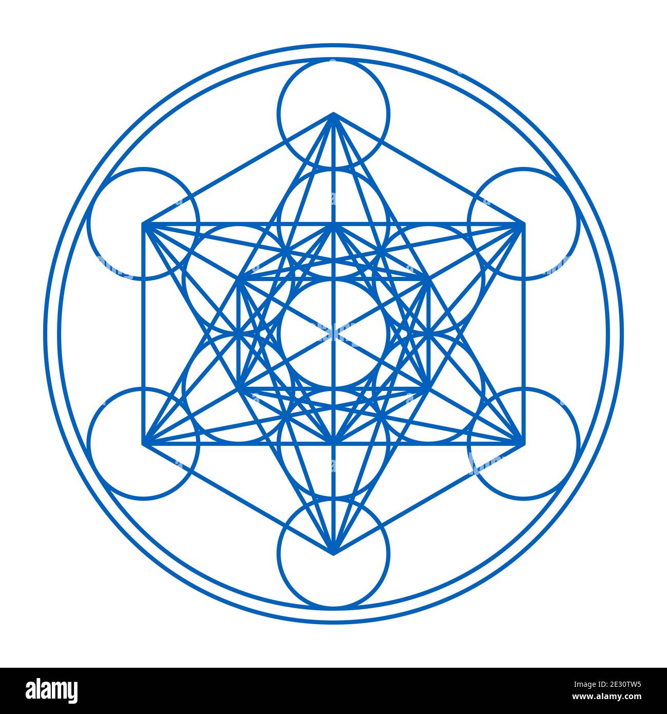 Metatrons Cube framed in two circles. Mystical symbol, derived from the ...