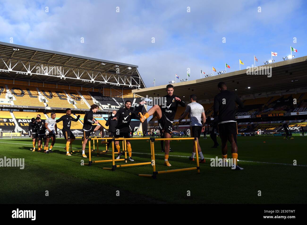 Wolverhampton Wanderers players warm up ahead of the Premier League ...