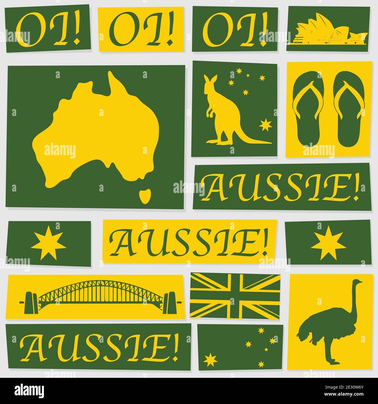 Paper Australia day yellow and green Stock Vector