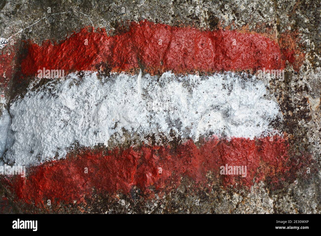 White Rocks Marking Red white marking the hiking trail on the rock Stock Photo - Alamy