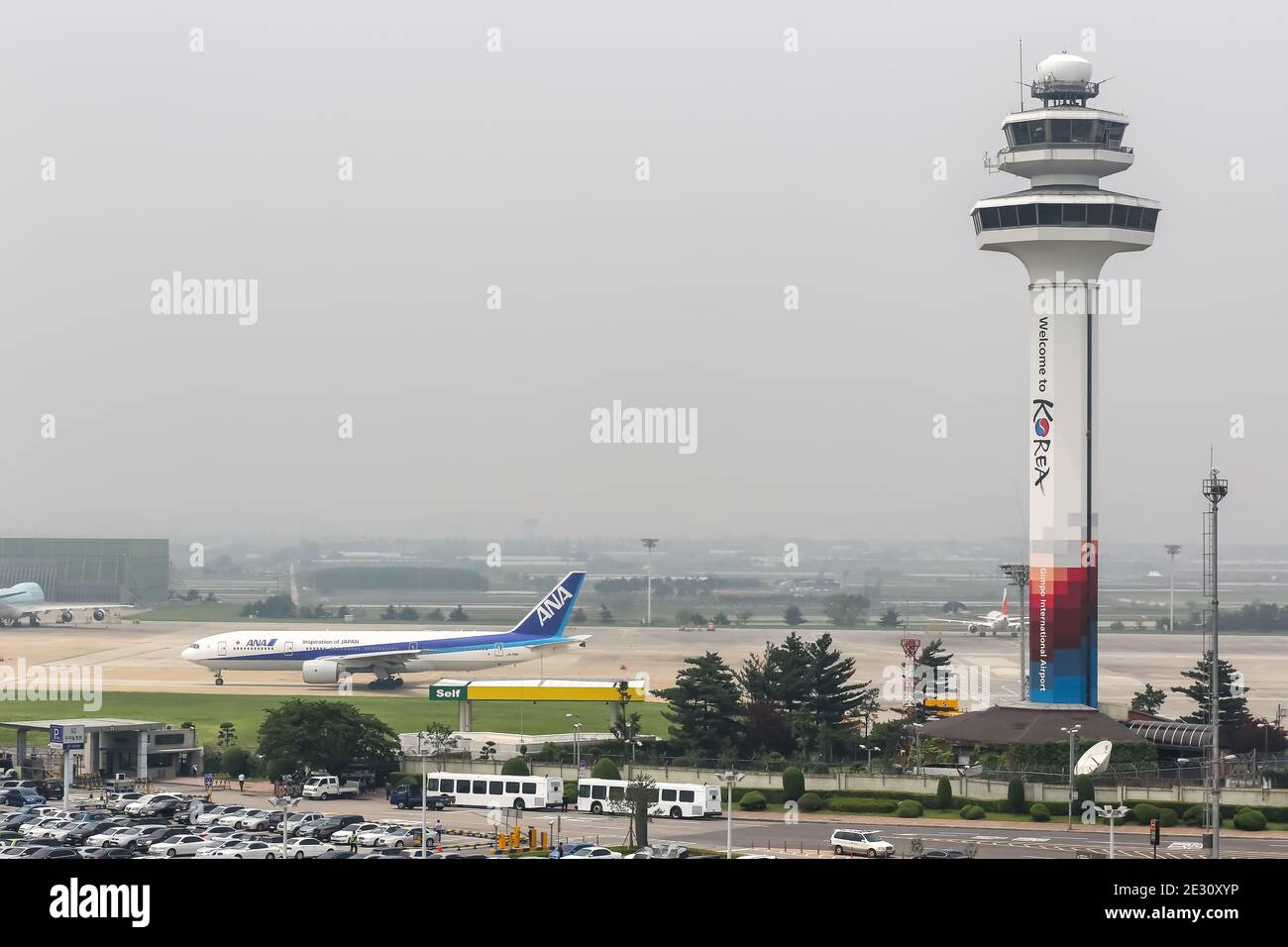 Seoul, South Korea - May 25, 2016: Seoul Gimpo International Airport Tower in South Korea. Stock Photo